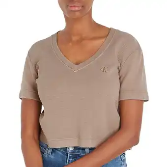 Plutosport Calvin klein waffle v-neck shirt dames aanbieding