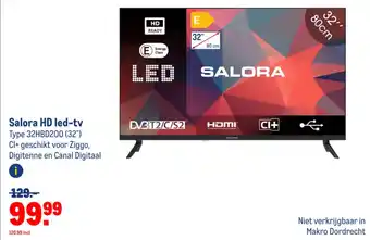 Makro Salora HD led-tv Type 32HBD200 (32") aanbieding
