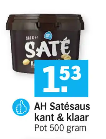 Albert Heijn AH Satesaus kant&klaar 500g aanbieding