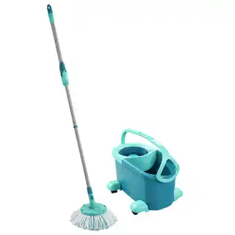 Blokker Leifheit clean twist disc mop ergo - dweil set compleet systeem met wieltjes - 6 l aanbieding