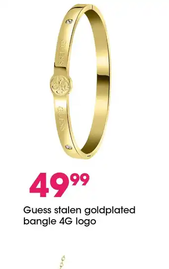 Lucardi Guess stalen goldplated bangle 4G logo aanbieding