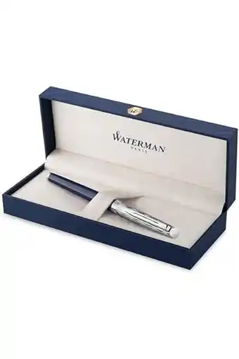 Amazon Waterman hémisphère vulpen | metaal-blauwe lak met palladium detail | gebeitelde dop | roestvrij staal medium penpunt aanbieding