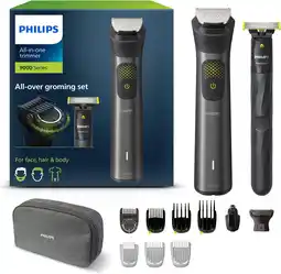 Amazon Philips series 9000 13-in-1 trimmer + oneblade, ontharingsset voor het hele lichaam, nauwkeurig trimmen, strakke lijnen, eenv aanbieding