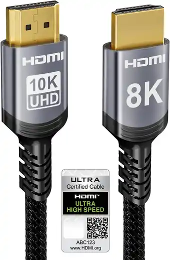 Amazon 10k 8k 4k hdmi 2.1 kabel 2m, sniokco gecertificeerde 48gbps ultrahoge snelheid gevlochten hdmi-kabel,ondersteuning dynamic hd aanbieding