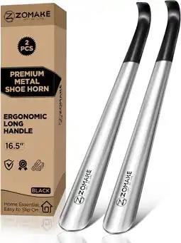 Amazon Schoenlepel metaal lange 42 cm 2 stuks,schoentrekkracht roestvrijstalen schoen hoorn stal met lederen band voor laarzen,door aanbieding