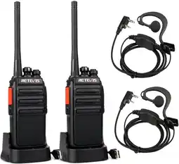 Amazon Retevis rt24 walkie talkie pmr446, 16 kanalen oplaadbare walkie talkie ctcss/dcs vox, 1100 mah professioneel portofoons met u aanbieding