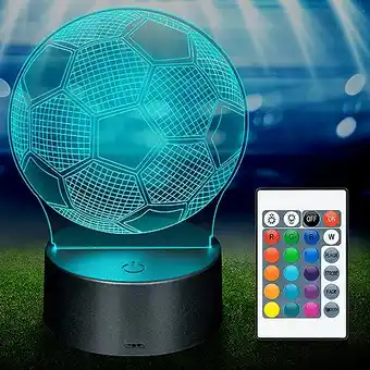 Amazon Voetbal nachtlampje, 3d led lamp nachtlampje voor kinderen, 16 kleuren veranderend licht nachtlampje voor kinderen, mannen, v aanbieding