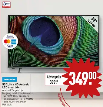 ALDI MEDION 50" Ultra HD Android LCD smart-tv aanbieding