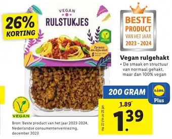 Lidl Vegan rulgehakt 200g aanbieding