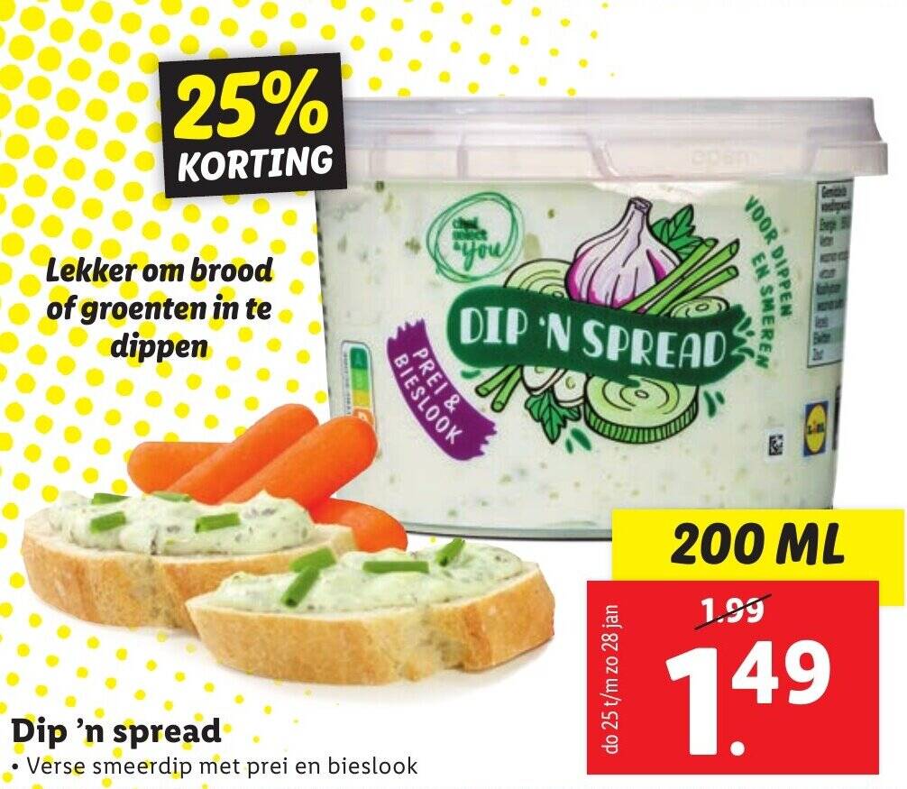 Dip 'n spread 200ml aanbieding bij Lidl