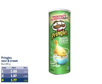 Makro Pringles sour & cream 165g aanbieding