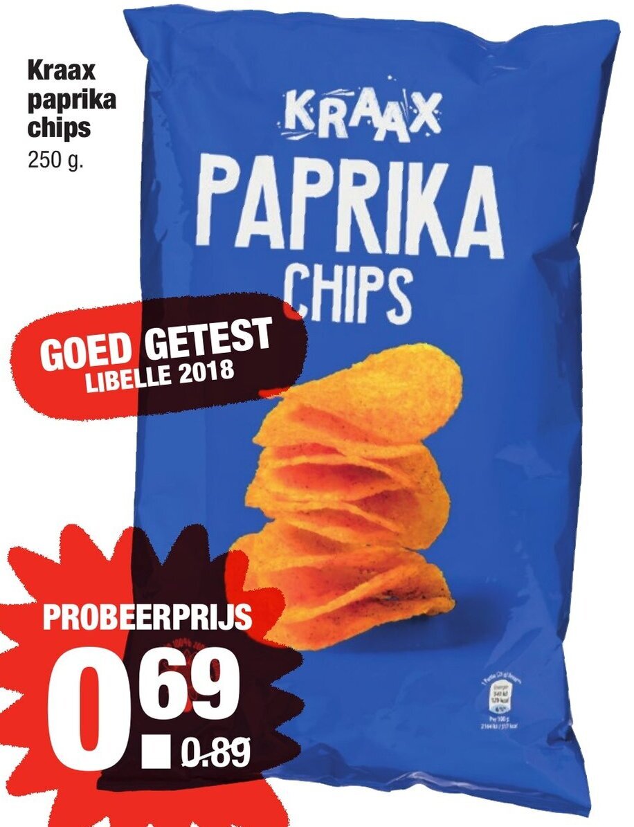 Kraax paprika chips 250g aanbieding bij ALDI