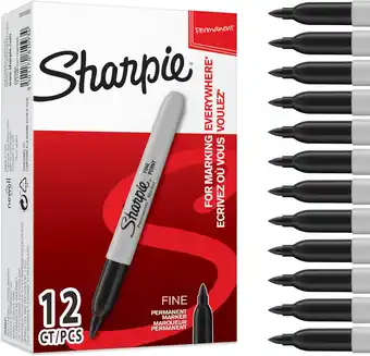 Amazon Sharpie permanente markers, met fijne punt, zwart, verpakking van 12 stuks aanbieding