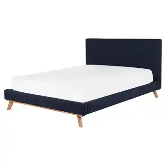 Beliani Bed chenille donkerblauw 160 x 200 cm talence aanbieding