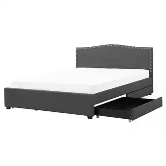 Beliani Bed met opbergruimte stof grijs 160 x 200 cm montpellier aanbieding