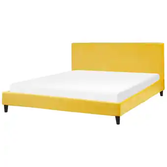 Beliani Bed fluweel geel 180 x 200 cm fitou aanbieding