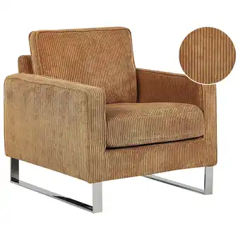 Beliani Fauteuil corduroy lichtbruin vind aanbieding