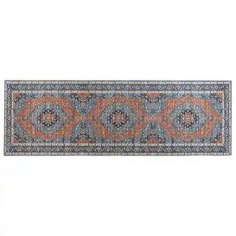 Beliani Vloerkleed blauw en oranje 80 x 240 cm midalam aanbieding