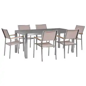 Beliani Tuinset met 6 stoelen graniet grijs/beige grosseto aanbieding