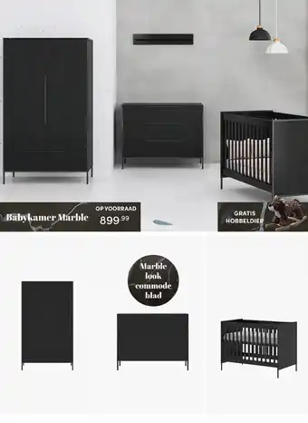 Baby & Tiener Babykamer Marble zwart aanbieding