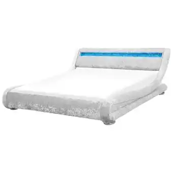 Beliani Bed met led fluweel zilver 180 x 200 cm avignon aanbieding