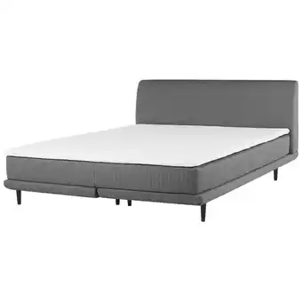 Beliani Boxspring stof lichtgrijs 180 x 200 cm madame aanbieding