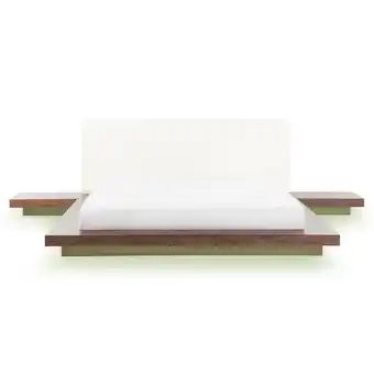 Beliani Bed met led hout bruin/wit 160 x 200 cm zen aanbieding