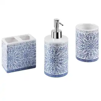 Beliani Badkamerset set van 3 keramiek blauw/wit carora aanbieding