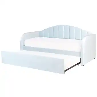 Beliani Bedbank fluweel lichtblauw 90 x 200 cm eyburie aanbieding