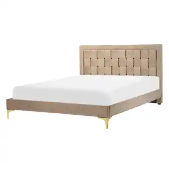 Beliani Bed fluweel taupe 140 x 200 cm limoux aanbieding