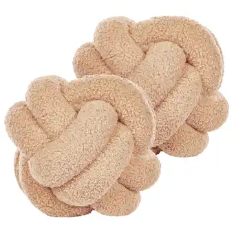 Beliani Knoopkussen set van 2 bouclé beige 19 x 19 cm malni aanbieding