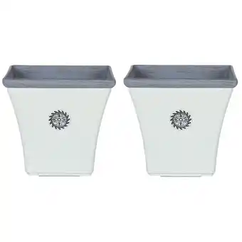 Beliani Bloempot set van 2 wit 37 x 37 x 35 cm elateia aanbieding