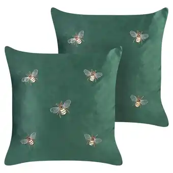 Beliani Sierkussen set van 2 geborduurd fluweel groen 45 x 45 cm talinum aanbieding