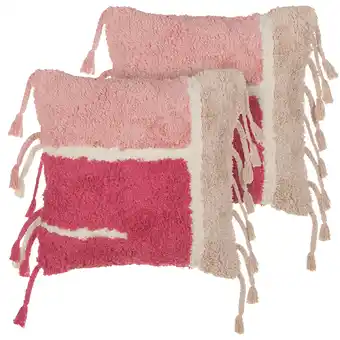 Beliani Sierkussen set van 2 katoen roze 45 x 45 cm bistorta aanbieding