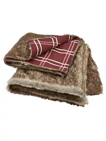 Klingel Plaid met imitatiebont impré rood/ecru aanbieding