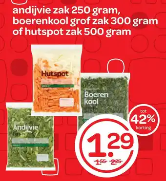 Spar Andijvie zak 250 gram, boerenkool of hutspot zak 500 gram grof zak 300 gram aanbieding