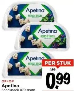 Vomar Voordeelmarkt Apetina snackpack 100 gram aanbieding