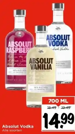 Vomar Voordeelmarkt Absolut vodka alle soorten aanbieding