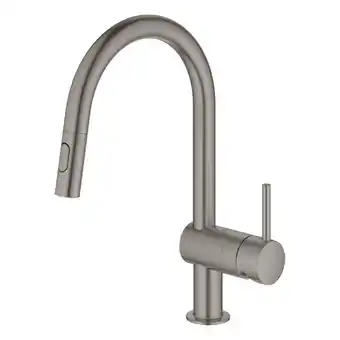 Sanitairwinkel.nl Grohe minta keukenkraan - hoog - draaibare/uittrekbare c uitloop - 2 straalsoorten - hard graphite geborsteld tweedekans aanbieding