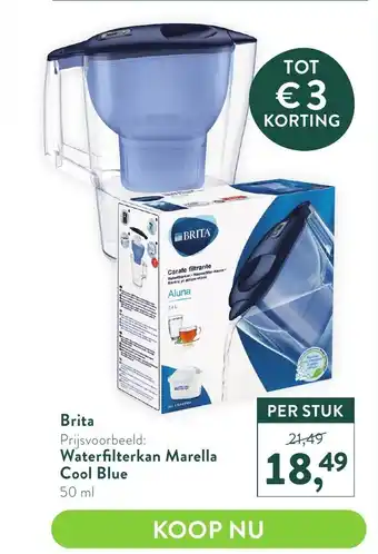 Holland & Barrett Brita Waterfilterkan Marella Cool Blue 50 ml aanbieding