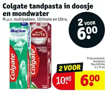 Kruidvat Colgate tandpasta in doosje en mondwater aanbieding