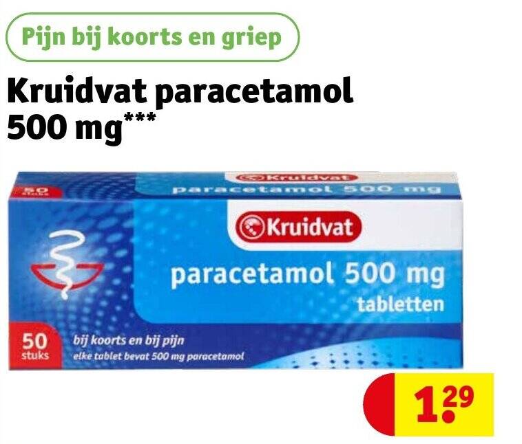 Kruidvat paracetamol 500mg aanbieding bij Kruidvat
