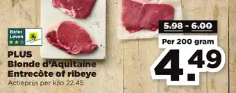 PLUS PLUS Blonde d'Aquitaine Entrecôte of ribeye 200g aanbieding