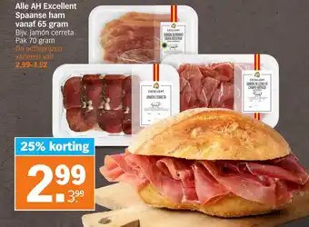 Albert Heijn Alle AH Excellent Spaanse ham vanaf 65 gram aanbieding