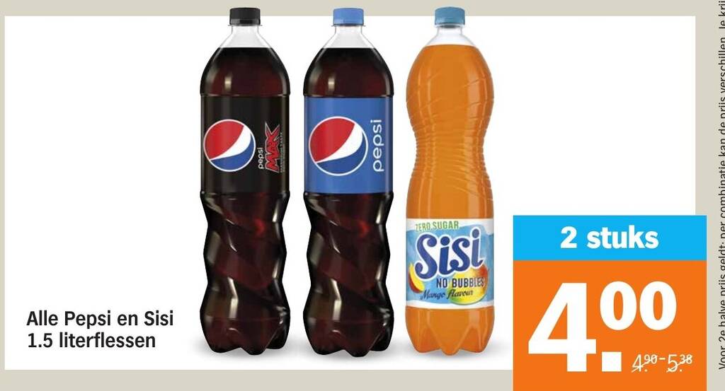 Alle Pepsi en Sisi 1.5 literflessen 1,5-literflessen aanbieding bij