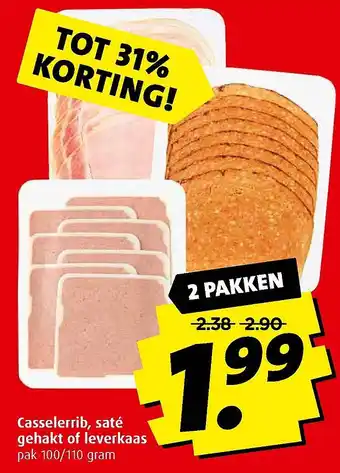 Boni Casselerrib, saté gehakt of leverkaas aanbieding