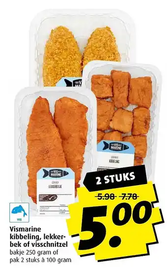 Boni Vismarine kibbeling, lekker- bek of visschnitzel aanbieding