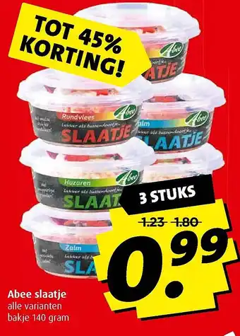 Boni Abee slaatje alle varianten bakje 140 gram aanbieding