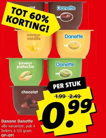 Boni Danone Danette alle varianten, pakk A aanbieding