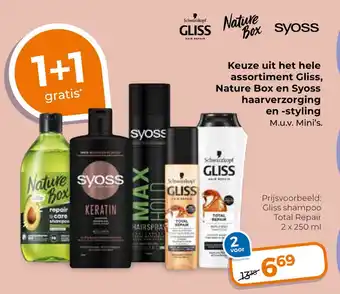 Trekpleister Keuze uit het hele assortiment Gliss, Nature Box en Syoss haarverzorging en -styling aanbieding